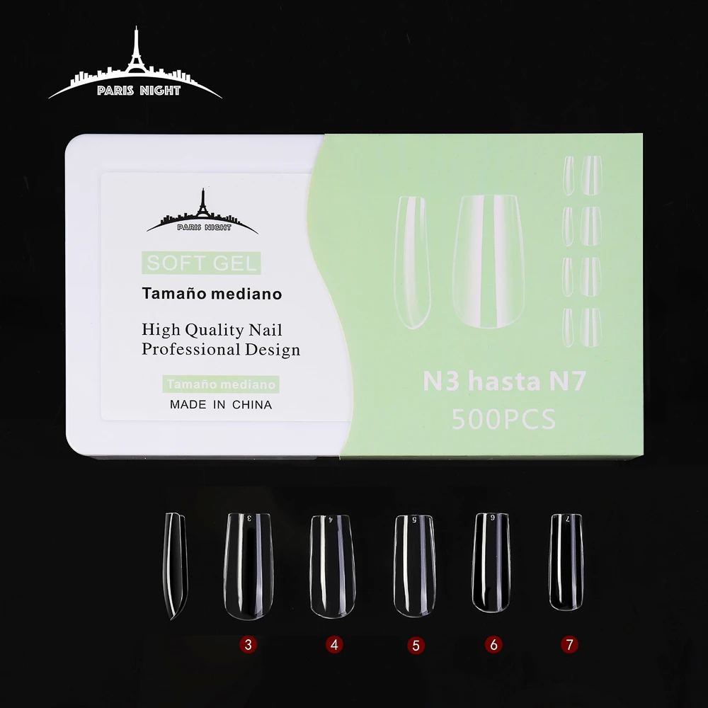 Tips Soft Gel X 500 En Caja (5 Tamaños) 