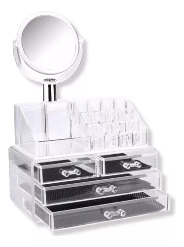Organizador Acrilico Maquillaje Make Up 4 Cajones+ Espejo