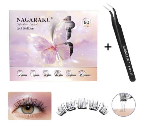 [10092]  Kit Pestañas Autoadhesivas + Pinza Nagaraku Split Sunflower Style 