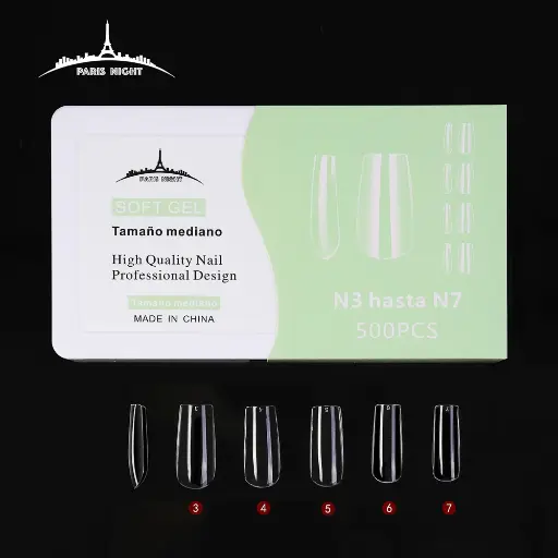 [4306] Tips Soft Gel X 500 En Caja (5 Tamaños) 